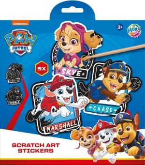 Kreativní set vyškrabávací samolepky Paw Patrol 5 kusů + pero