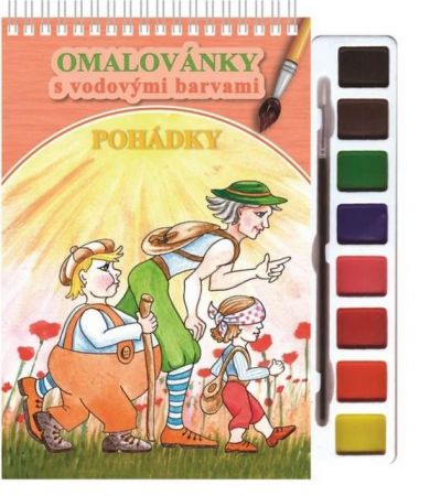 Pohádky - Omalovánky s vodovými barvami a štětcem 