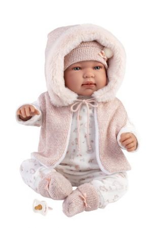 Llorens 84486 NEW BORN - realistická panenka miminko se zvuky a látkovým tělem - 44 cm