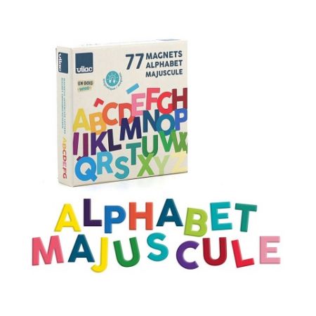 Vilac Dřevěná magnetická abeceda Velká písmena 77 ks