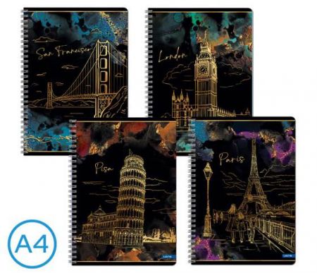 Blok spirála A4  GOLD CITY linka 60l mix