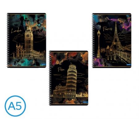 Blok spirála A5  GOLD CITY linka 60l mix