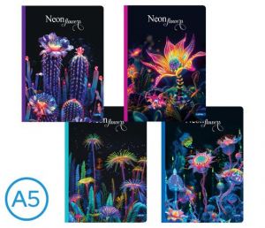Kniha záznamová A5 linka 96l Neon flowers mix
