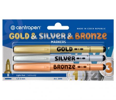 Popisovač CENTROPEN 2690/3 stříbrný+ zlatý + bronzový