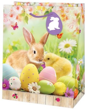 Dárková taška střední o rozměrech 19x10,2x23cm s velikonočním motivem 