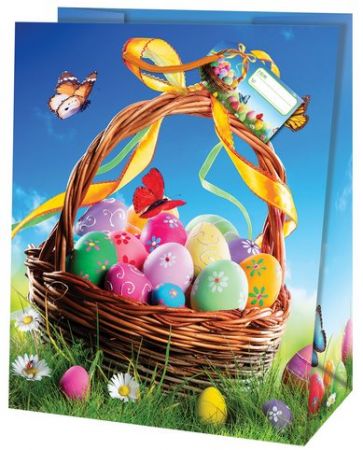 Dárková taška střední o rozměrech 19x10,2x23cm s velikonočním motivem 