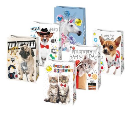 Taška dárková 23 x 32 11cm ZVÍŘÁTKA mix