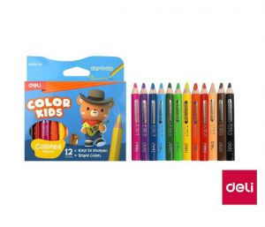 Pastelky DELI trojhranné JUMBO mini 12 barev Color Kids EC134-12