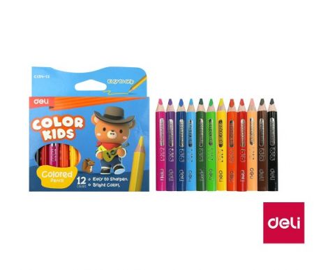 Pastelky DELI trojhranné JUMBO mini 12 barev Color Kids EC134-12