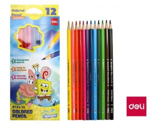 Pastelky šestihranné 12 barev SPONGEBOB DELI EC133-12