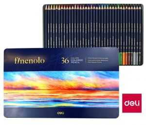 Pastelky šestihranné 36 barev kovové pouzdro FINENOLO DELI EC122-36