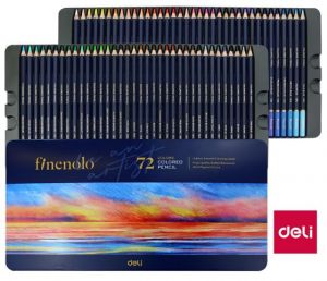 Pastelky šestihranné 72 barev kovové pouzdro FINENOLO DELI EC122-72