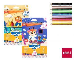 Pastelky trojhranné 18 barev WOW DELI EC138-18 mix