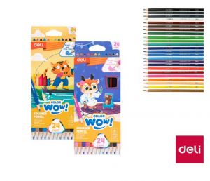 Pastelky trojhranné 24 barev WOW DELI EC138-24 mix