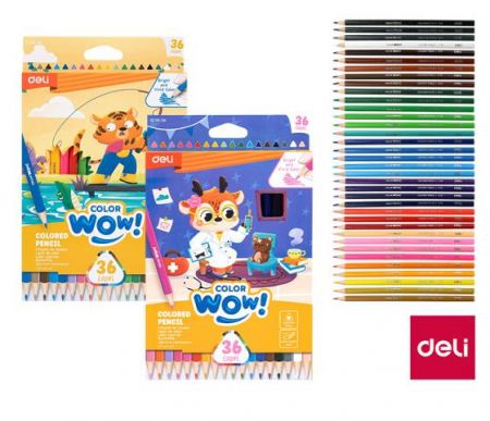 Pastelky trojhranné 36 barev WOW DELI EC138-36 mix