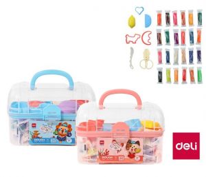 Plastelína měkká s vůní kufřík 24 barev DELI EY007 mix