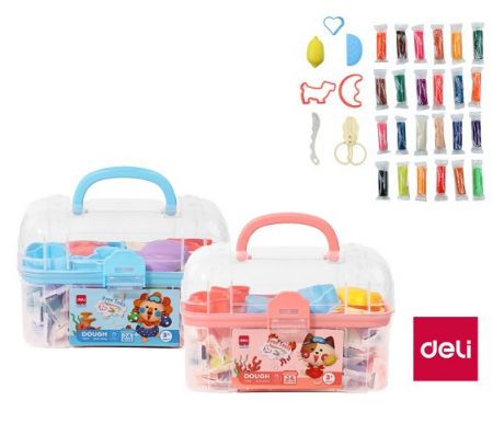 Plastelína měkká s vůní kufřík 24 barev DELI EY007 mix