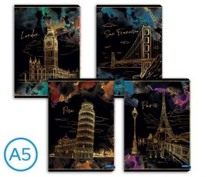 Sešit A5 linka 52l Gold city mix