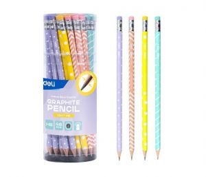 Tužka HB s gumou kulatá DELI EC047-HB mix