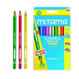 Barevné pastelky JUMBO 12ks, trojhranné, MITAMA 61994