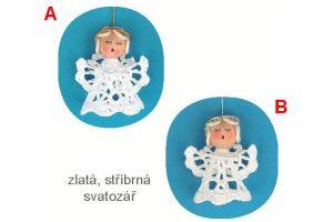 Háčkovaný andílek prostorový se svatozáří 6cm 2 druhy