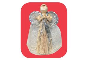 Anděl stříbrný dekor se zvlněnou sukní 17cm