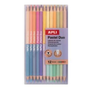 Pastelky &quot;Pastel Duo&quot;, 24 různých pastelových barev, trojhranné, oboustranné, APLI 20084