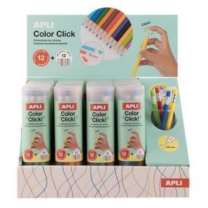 Mechanická pastelka &quot;Color Click&quot;, displej/12 ks, 12 různých barev, sada, APLI 20079