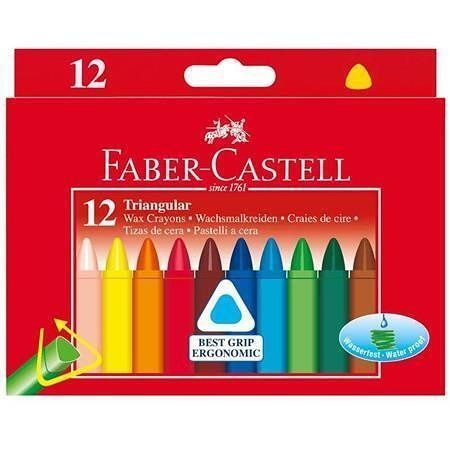 Voskovky, 12 barev, trojhranné, FABER-CASTELL 120010