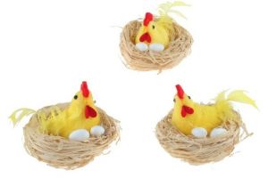 Slepička v hnízdě s vajíčky 7 cm