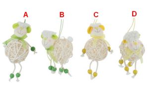 Ovečka z ratanu na zavěšení 8 cm 4 druhy