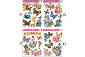 Okenní fólie motýli a květy 38x30cm