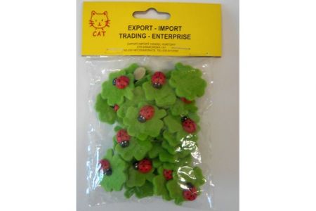 Čtyřlístek s beruškou dekorační  filc 24ks