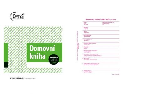 Domovní kniha, 11,5 × 14,8 cm, 2 × 50 listů, samopropisovací, OPTYS 1289