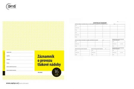 Záznamník o provozu tlakové nádoby, A4, 16 listů, OPTYS 1236