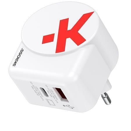 Nabíjecí adaptér, bílá, 1x USB-A / 1x USB-C PD, 45W, kabel USB-C, GaN, SKROSS 1.302424