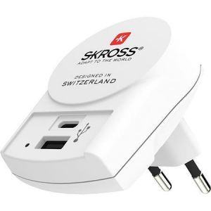 Nabíjecí adaptér, bílá, 1x USB-A / 1x USB-C, SKROSS 1.302423