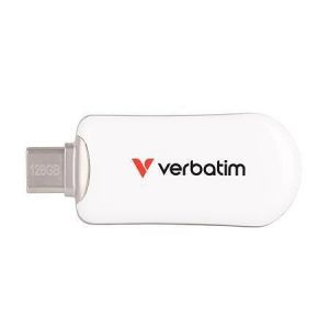 USB flash disk "Plectra", bílá, 128 GB, USB-C 3.2 Gen1, VERBATIM 30229