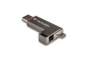 USB flash disk &quot;Dual QuickStick&quot;, šedá, 128 GB, USB-A / C 3.2 Gen1, VERBATIM 32040