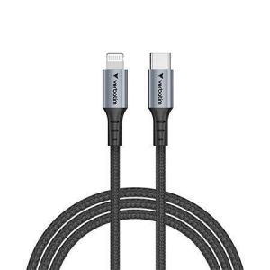 USB kabel, černá, USB-C / Lightning (Apple), 1,2 m, 60W, VERBATIM 31844