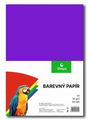 Barevný papír A3/60/80g - mix 12 barev, STEPA