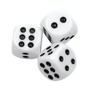 Kostky, bílá, plast, 3 ks