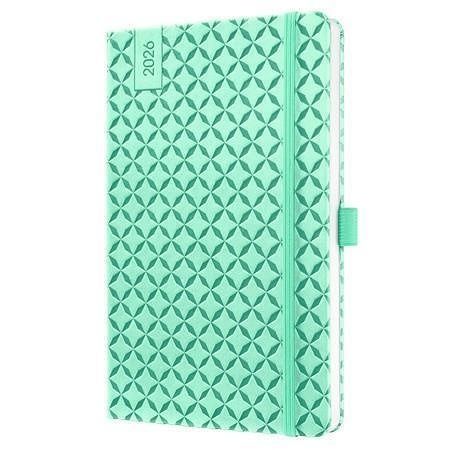 Diář "Jolie", mint zelená, A6, týdenní, 2026, tvrdé desky, SIGEL J6126