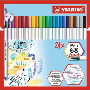 STABILO Prémiový vláknový fix s flexibilním štětcovým hrotem - Pen 68 brush - 24 ks sada -