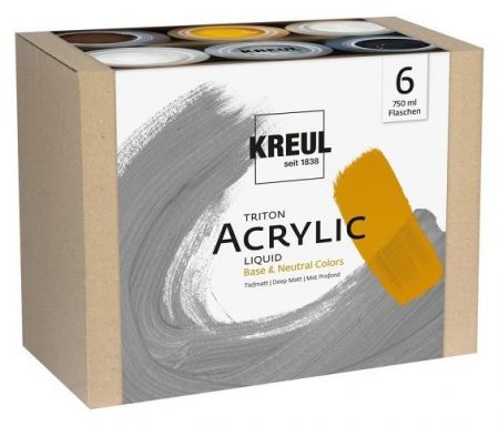 Sada Triton Akrylová tekutá báze a neutrální barvy, 6x750ml, KREUL
