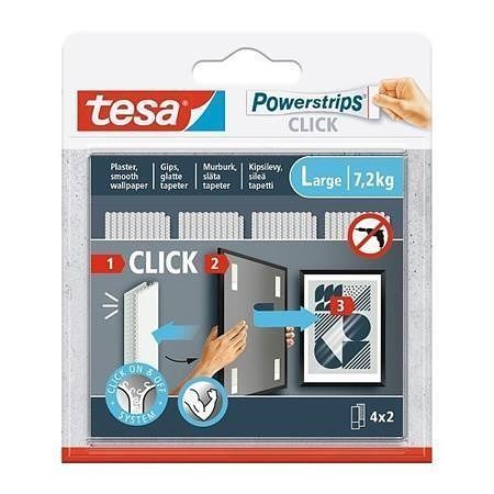 Samolepicí proužky "Powerstrips CLICK", se suchým zipem, velikost M, TESA 77721-00003-00