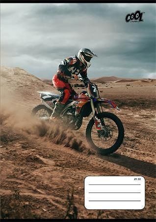 Sešit "Motocross", 21-32, mix motivů, A5, linkovaný, 32 listů, 4-8. třída, COOL BY VICTORI