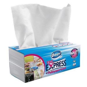 Papírové ručníky "Express", bílá, 2-vrstvé, skládané V, 150 útržků, OOOPS KKC21502339