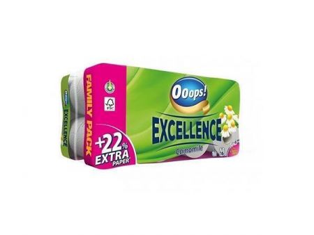 Toaletní papír "Excellence", heřmánek, 3-vrstvý, malé role, 16 rolí, OOOPS KTC30161715