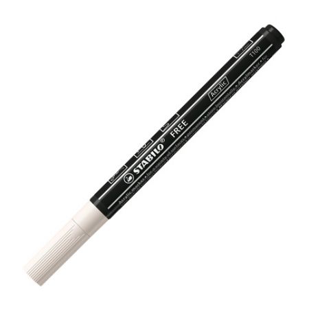 STABILO Akrylový popisovač - FREE Acrylic - T100 Kulatý hrot 1-2 mm - bílá